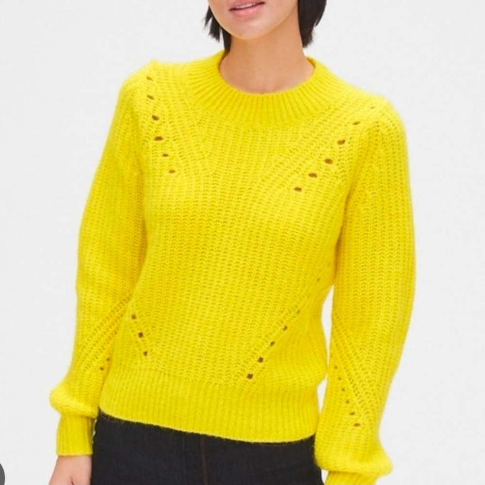 GAP Wool Blend Pointelle Sweater - Yellow Gold